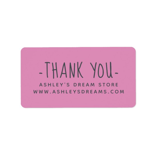 Cute Small Business Fuchsia Pink Thank You Labels (Front)