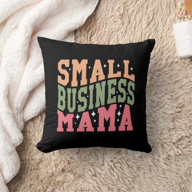 Cute small business Mama word art  Throw Pillow (Blanket)