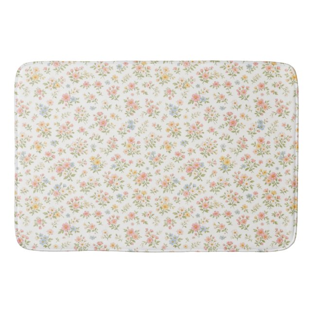 Cute Small Ditsy Floral Seamless Pattern Bath Mat (Front)
