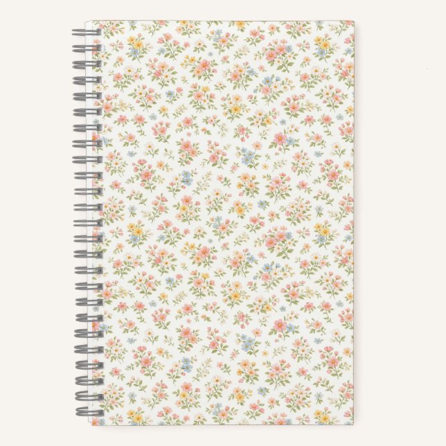 Cute Small Ditsy Floral Seamless Pattern Notebook (Front)