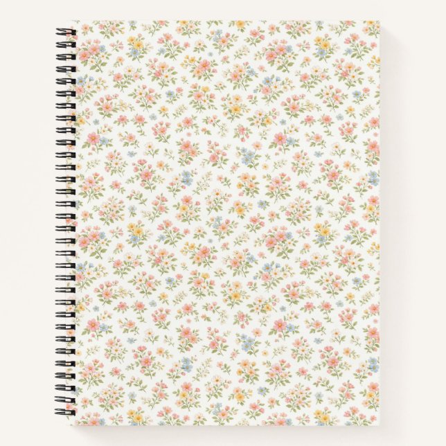 Cute Small Ditsy Floral Seamless Pattern Notebook (Front)