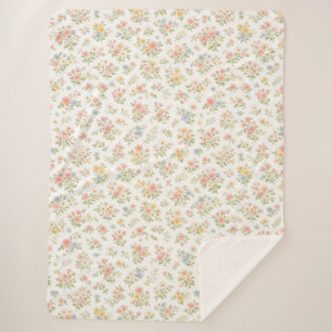 Cute Small Ditsy Floral Seamless Pattern Sherpa Blanket