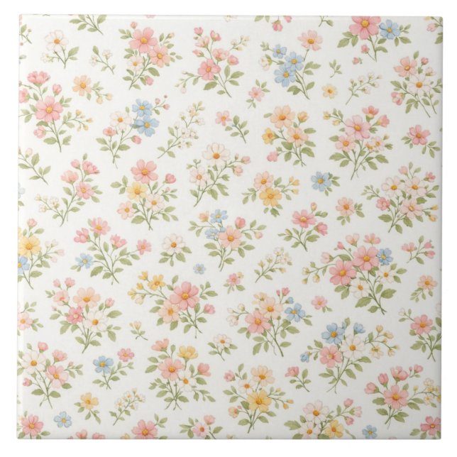 Cute Small Ditsy Floral Seamless Pattern Tile (Front)