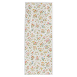 Cute Small Ditsy Floral Seamless Pattern Wine Gift Bag