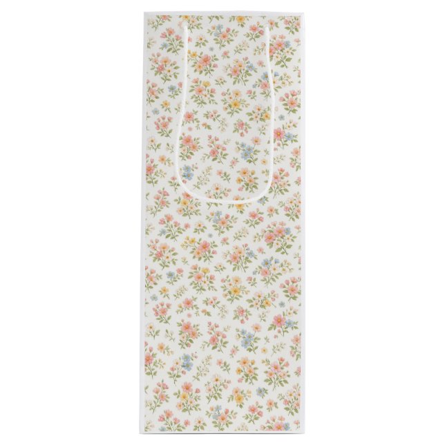 Cute Small Ditsy Floral Seamless Pattern Wine Gift Bag (Front)