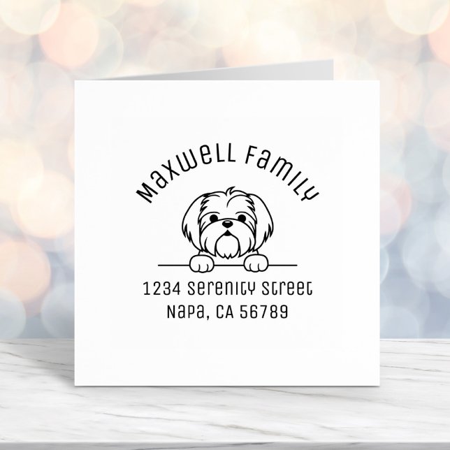 Cute Small Dog Shih Tzu Arch Address Self-inking Stamp (Creator Uploaded)