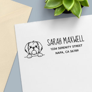 Cute Small Dog Shih Tzu Return Address Self-inking Stamp