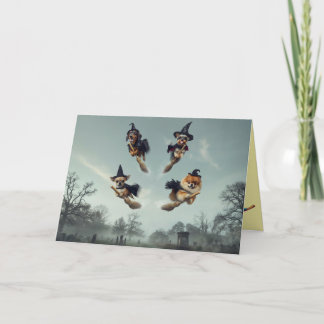 Cute Small Dog Witch Halloween Card