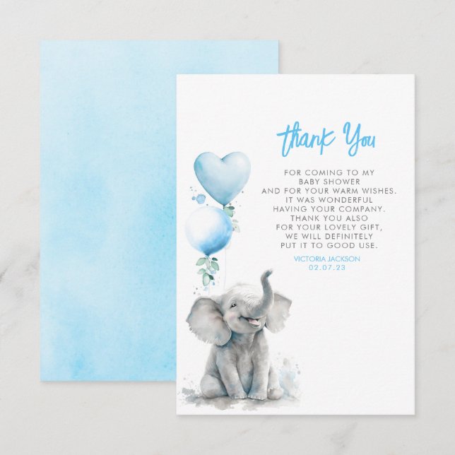 Cute Small Little Baby Elephant Thank You (Front/Back)