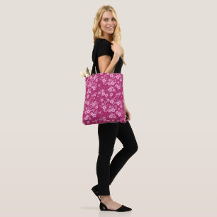 Cute small pink floral with Magenta background Tote Bag