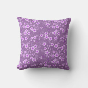 Cute small purple floral summer pattern throw pillow