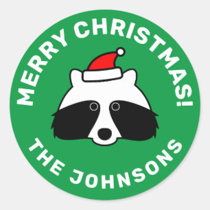 Cute small raccoon Christmas envelope seal sticker