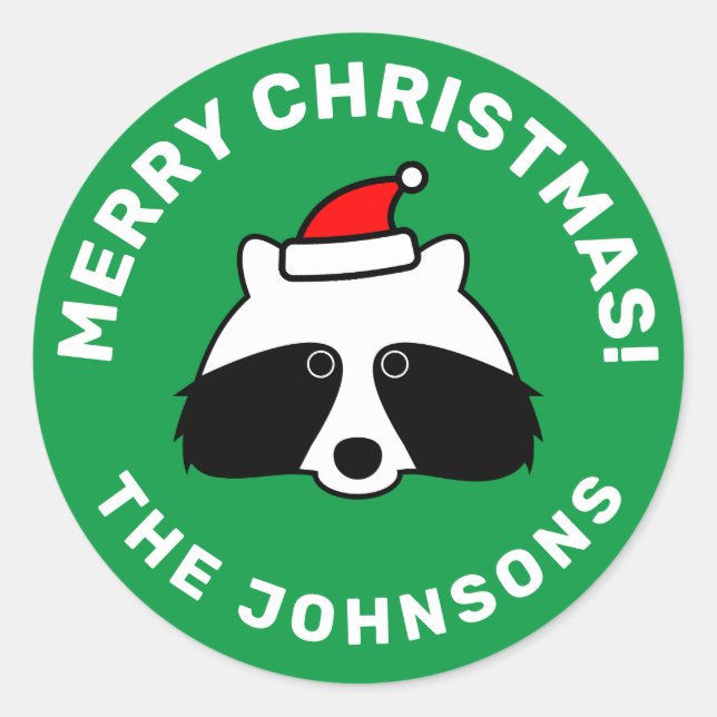 Cute small raccoon Christmas envelope seal sticker (Front)