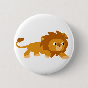 Cute Smart Cartoon Lion Button Badge