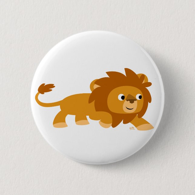 Cute Smart Cartoon Lion Button Badge (Front)