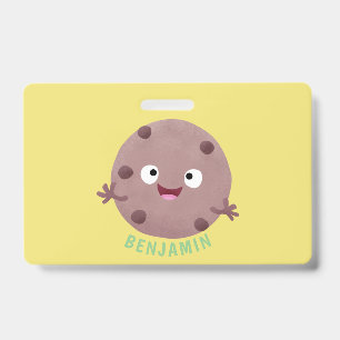 Cute smart chocolate chip cookie cartoon badge