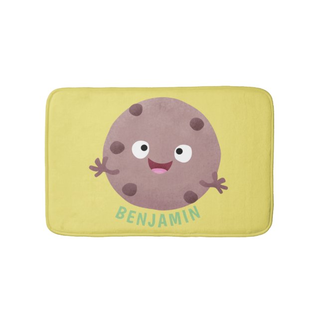 Cute smart chocolate chip cookie cartoon bath mat (Front)