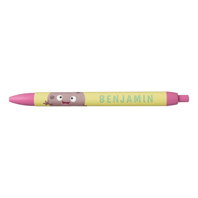 Cute smart chocolate chip cookie cartoon black ink pen (Front)
