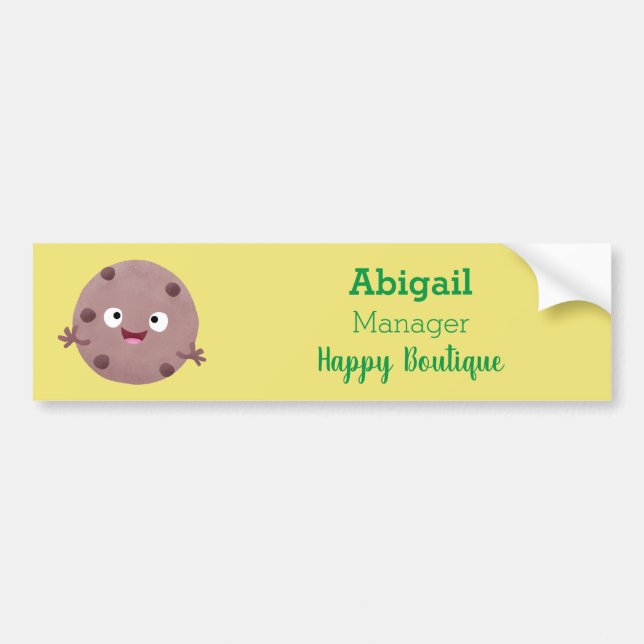 Cute smart chocolate chip cookie cartoon bumper sticker (Front)