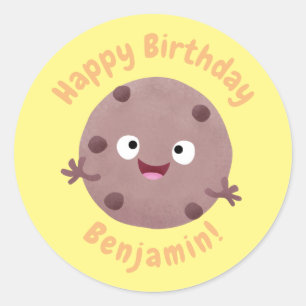 Cute smart chocolate chip cookie cartoon classic r classic round sticker
