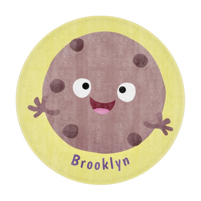 Cute smart chocolate chip cookie cartoon cutting board (Front)