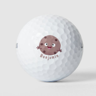 Cute smart chocolate chip cookie cartoon golf balls