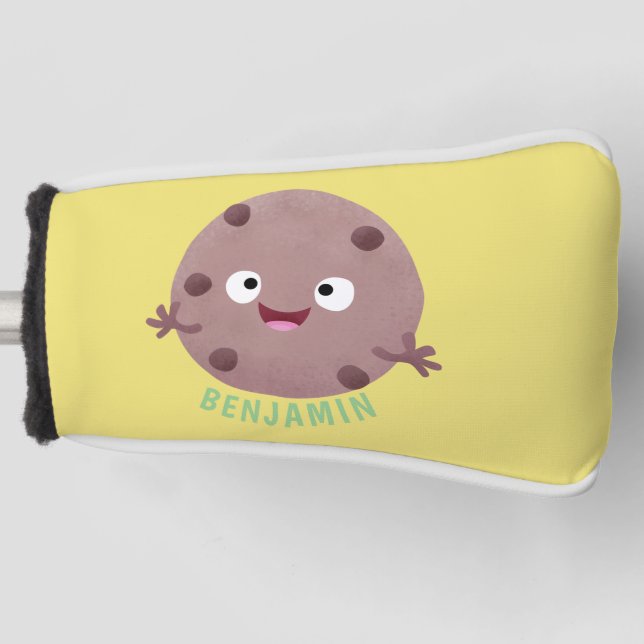 Cute smart chocolate chip cookie cartoon golf head cover (Front)