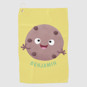 Cute smart chocolate chip cookie cartoon  golf towel