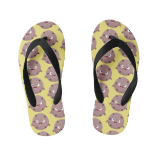 Cute smart chocolate chip cookie cartoon kid's flip flops