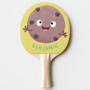Cute smart chocolate chip cookie cartoon ping pong paddle