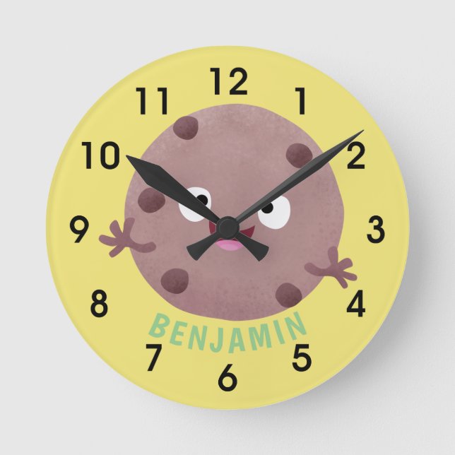 Cute smart chocolate chip cookie cartoon round clock (Front)