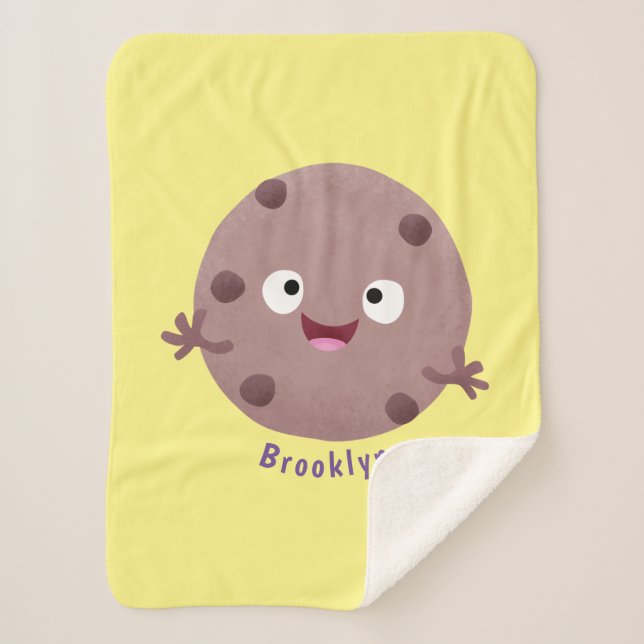Cute smart chocolate chip cookie cartoon  sherpa blanket (Front)