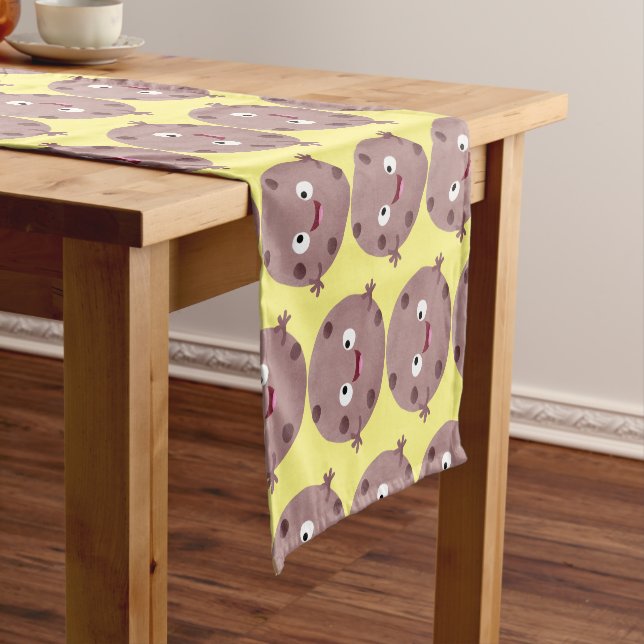 Cute smart chocolate chip cookie cartoon short table runner (In Situ)