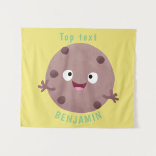 Cute smart chocolate chip cookie cartoon tapestry