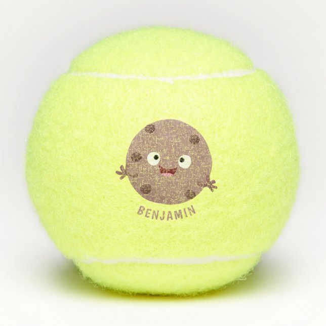 Cute smart chocolate chip cookie cartoon tennis balls (Front)