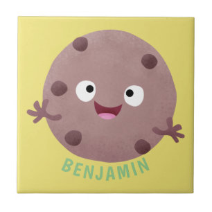 Cute smart chocolate chip cookie cartoon tile