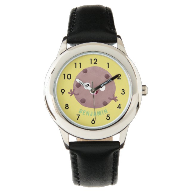 Cute smart chocolate chip cookie cartoon watch (Front)