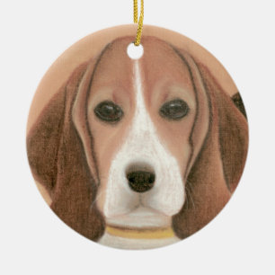 Cute smart dog. Pastel      Ceramic Ornament