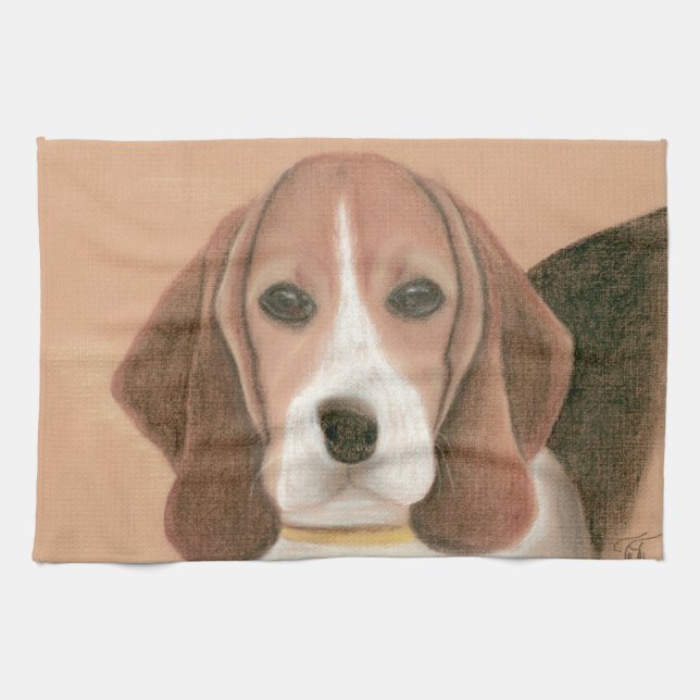 Cute smart dog. Pastel   Kitchen Towel (Horizontal)