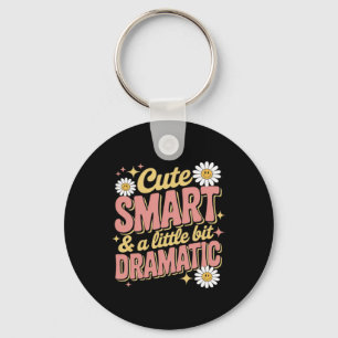 Cute Smart Dramatic Funny Smile Flower Back To Keychain