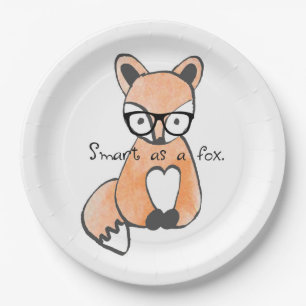Cute Smart Fox Paper Plate