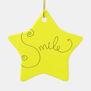 cute smile doodle black white design ceramic ornament