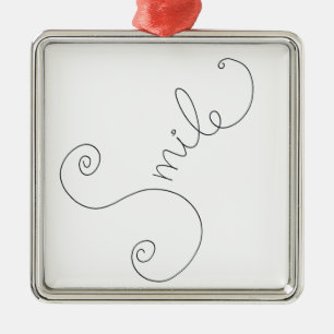 cute smile doodle black white design metal ornament