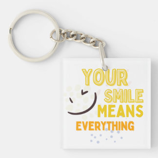 Cute Smile Face & Positive Quote Double-Sided Acry Keychain