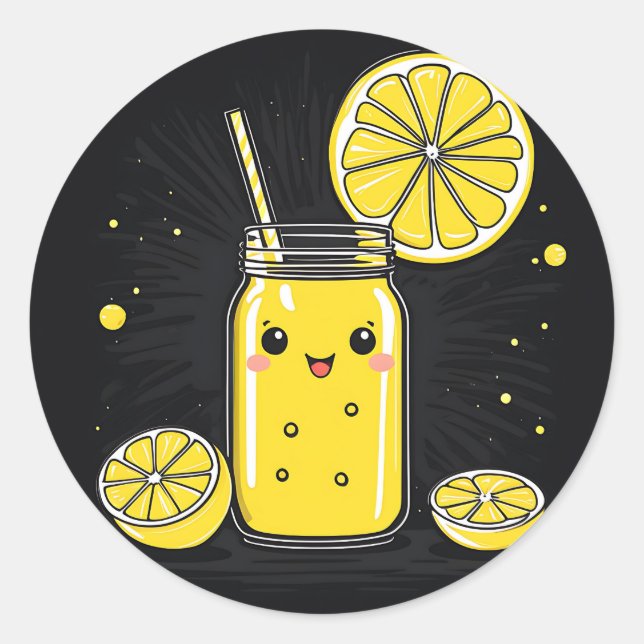 Cute Smile Lemonade Classic Round Sticker (Front)