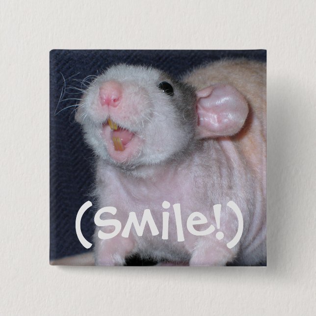 Cute Smile Rat 2 Inch Square Button (Front)