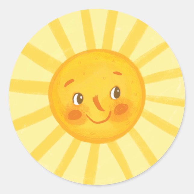 Cute smile sun round pillow paper plates classic r sticker (Front)