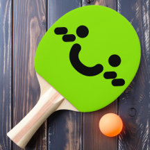 Cute Smiley Face Green Ping Pong Paddle