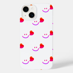 Cute Smiley Face with Heart – Minimalist Happy Vib Case-Mate iPhone 14 Case