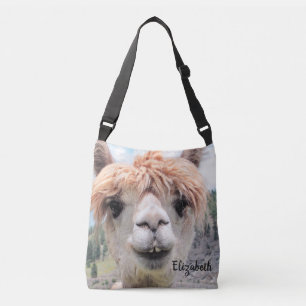 Cute Smiling Alpaca Photo Image Crossbody Bag